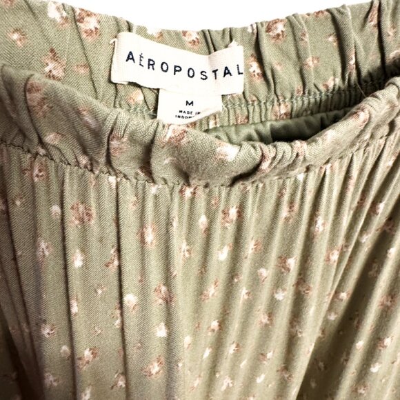 Aeropostale Boho Tiered Maxi Skirt Size M | Sage Green Floral Flowy Summer Skirt - Picture 4 of 4